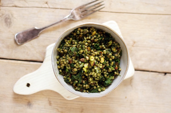 Spicy giant couscous maftoul salad